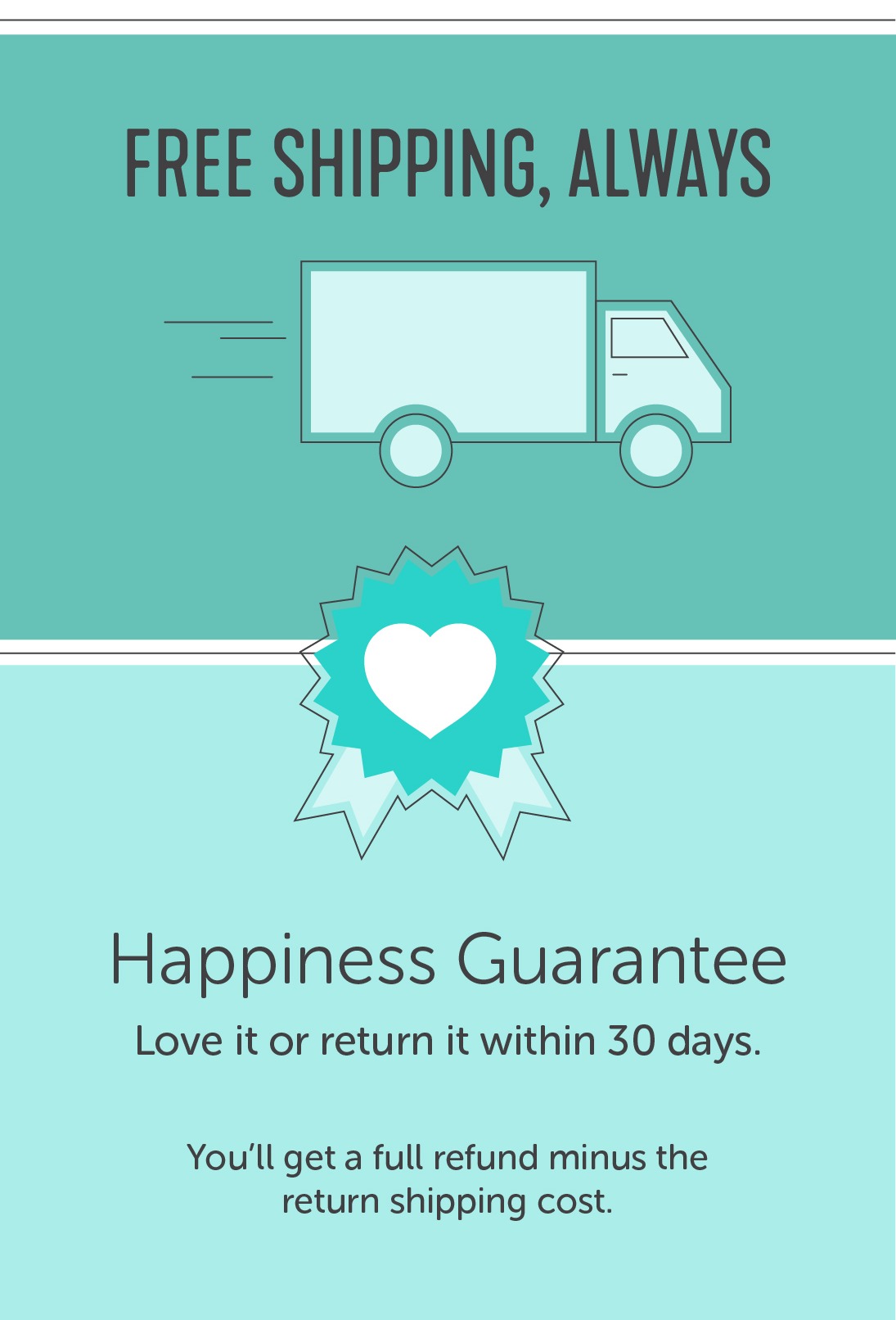 Free shipping and 30 day return guarantee 