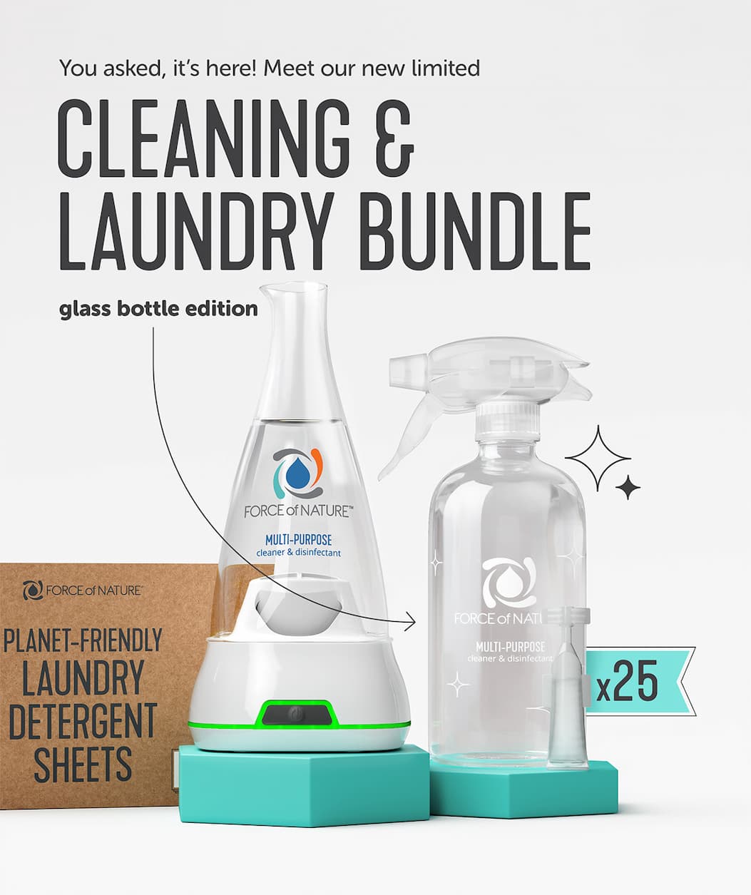 Meet Our Cleaning & Laundry Bundle Glass Bottle Edition
