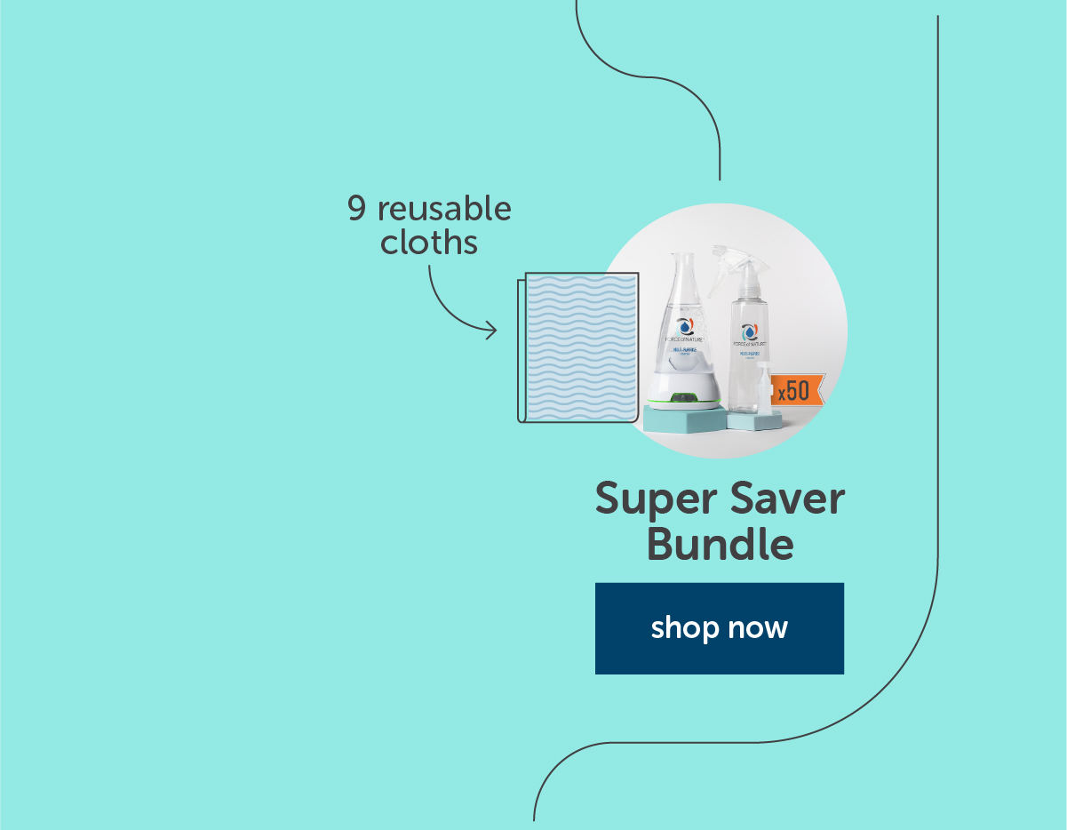 Our Super Saver Bundle comes with a year of cleaning and 9 reusable cleaning cloths.