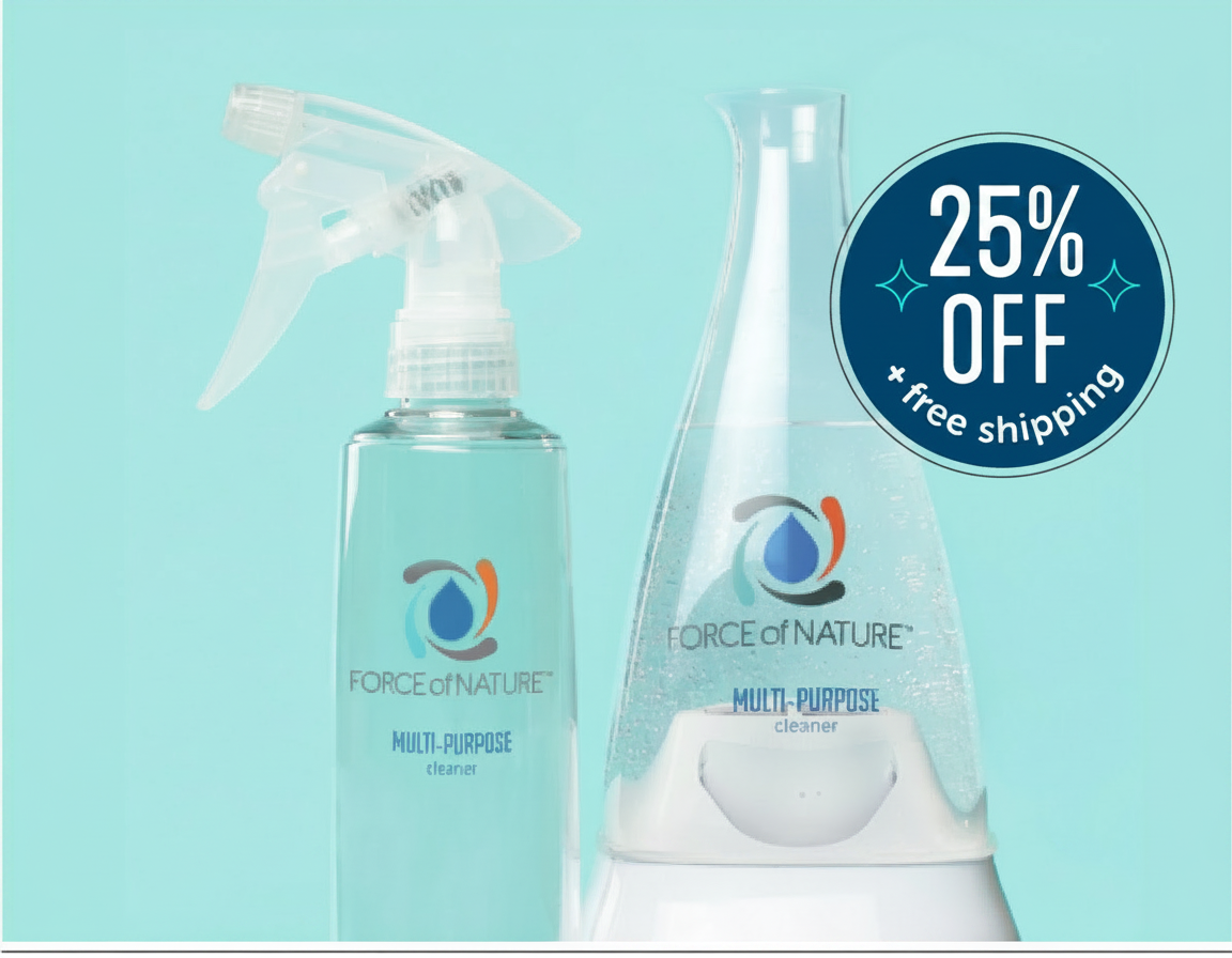 Force of Nature multi-purpose cleaner with 25% off + free shipping offer.