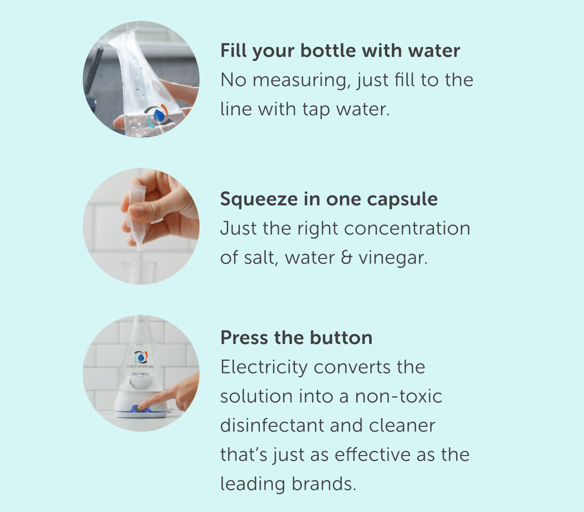 A sustainable way to clean as easy as 1-2-3