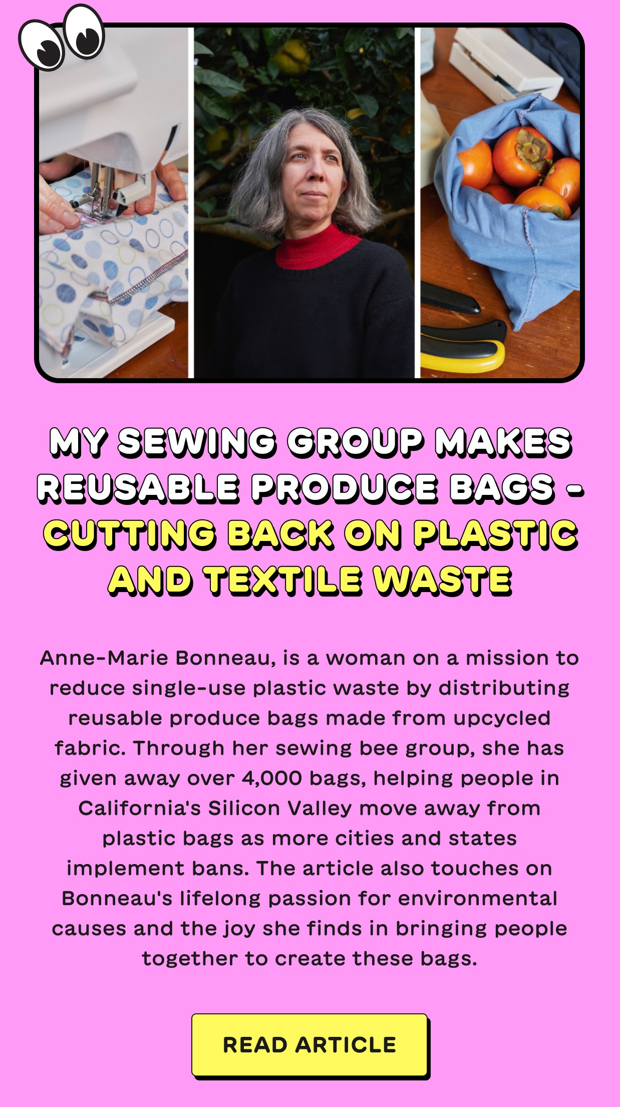 My sewing group makes reusable produce bags - cutting back on plastic and textile waste