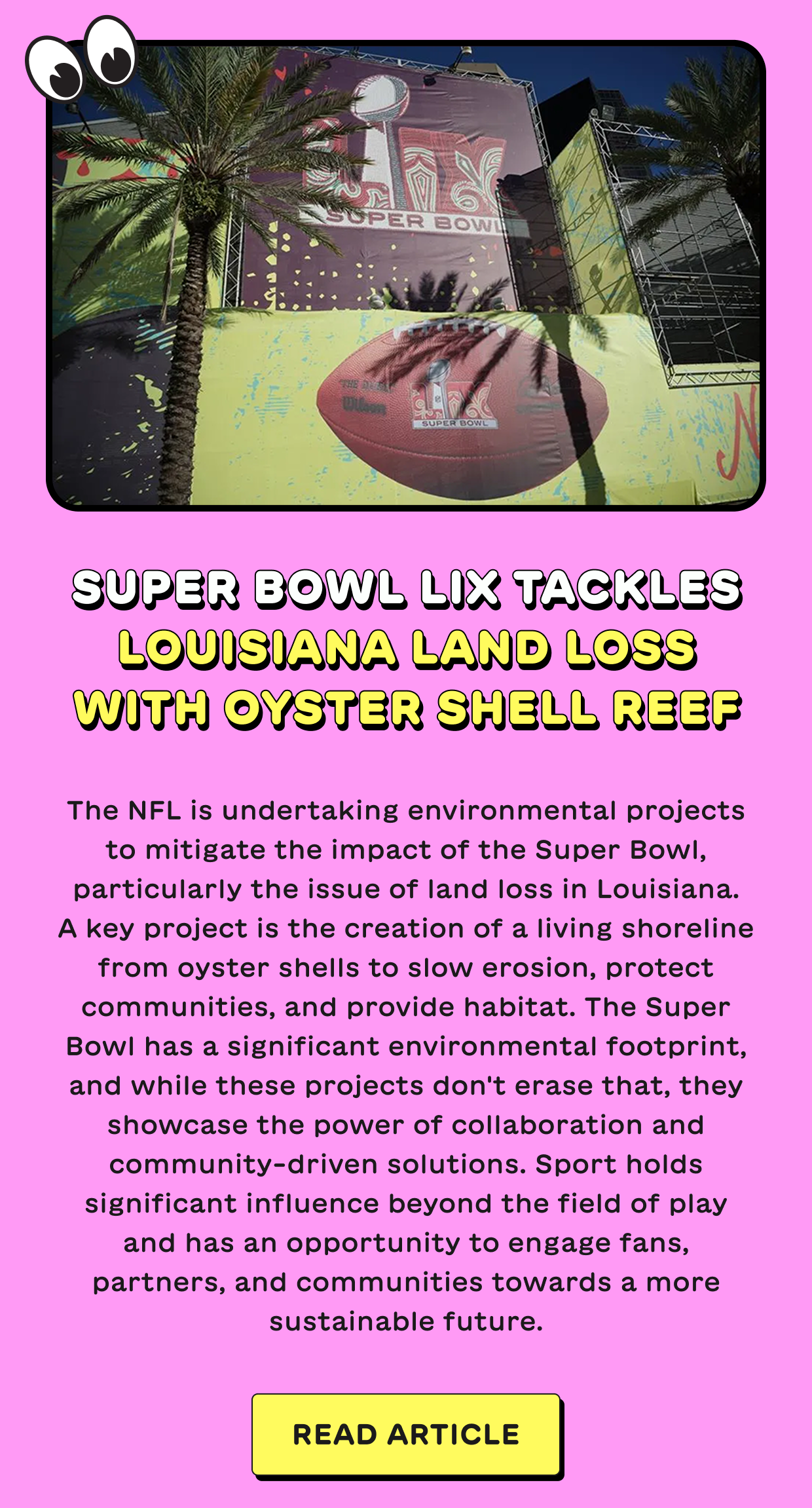 Super Bowl LIX Tackles Louisiana Land Loss With Oyster Shell Reef