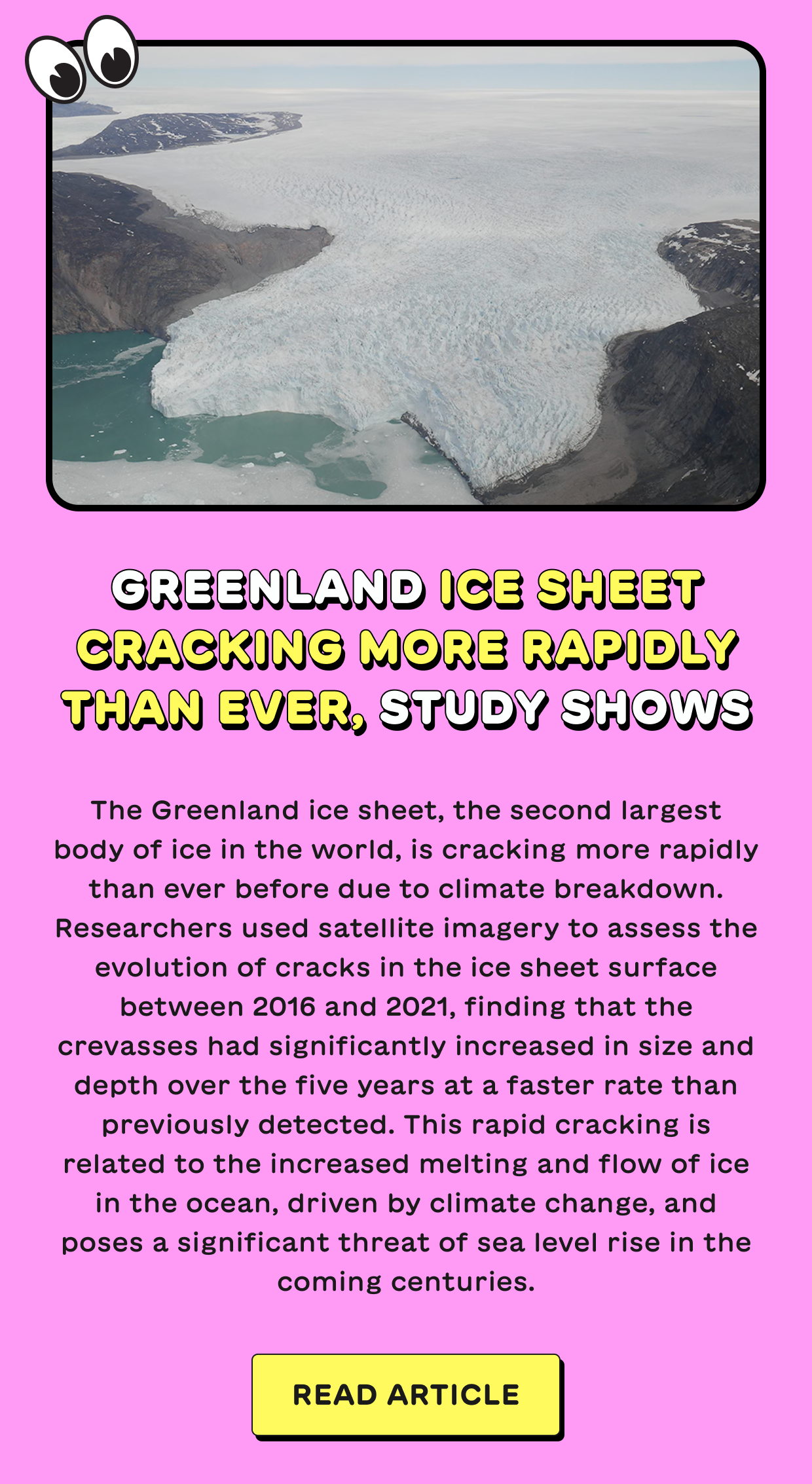 Greenland ice sheet cracking more rapidly than ever, study shows