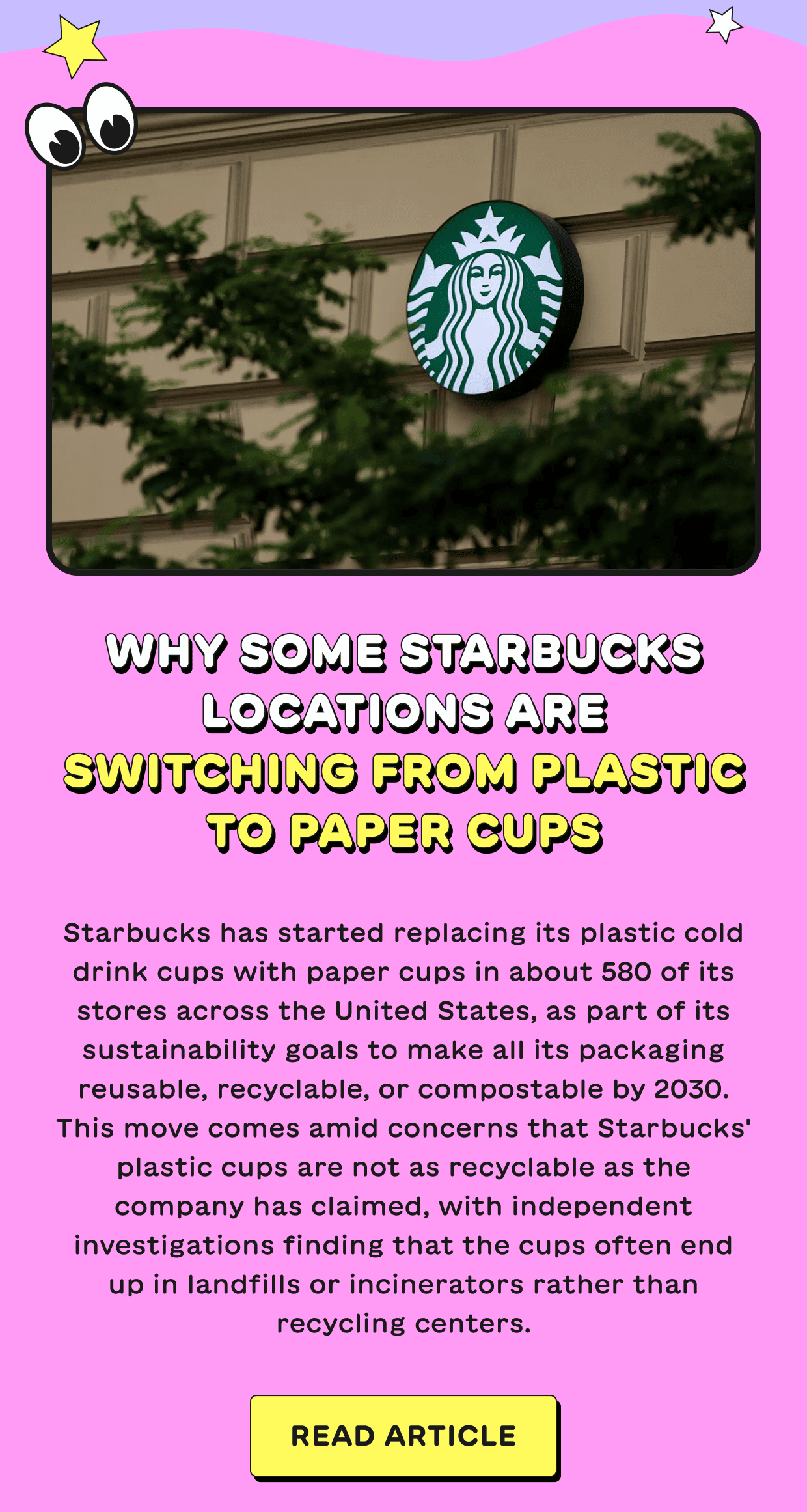Why some Starbucks locations are switching from plastic to paper cups