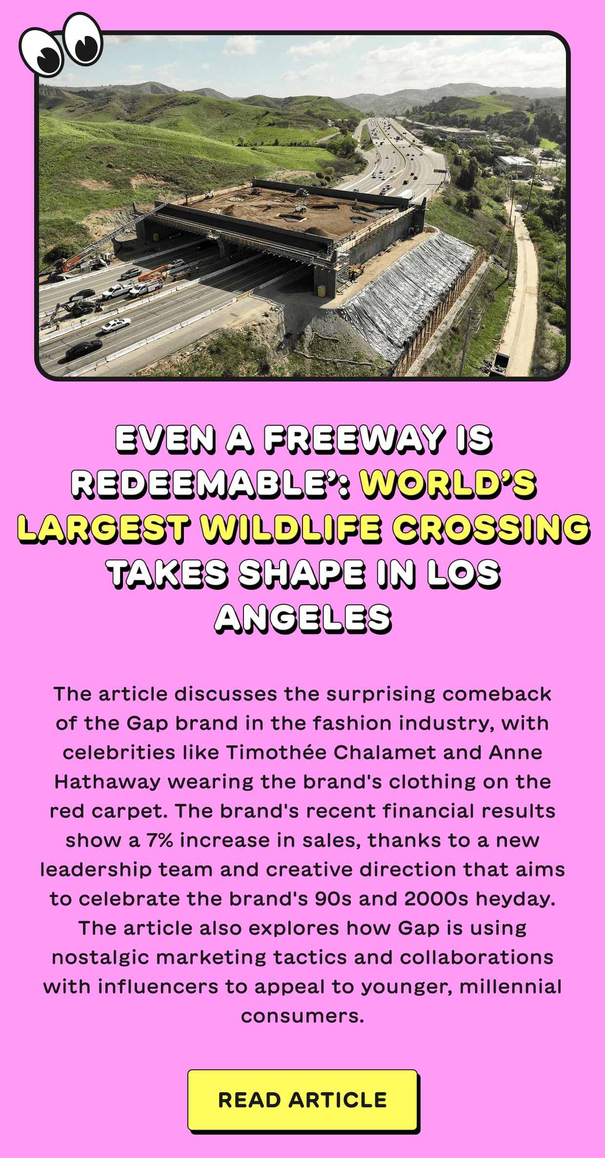 ‘Even a freeway is redeemable’: world’s largest wildlife crossing takes shape in Los Angeles