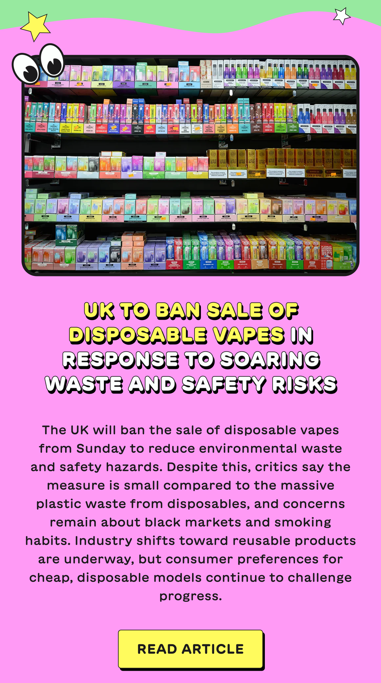 UK to ban sale of disposable vapes