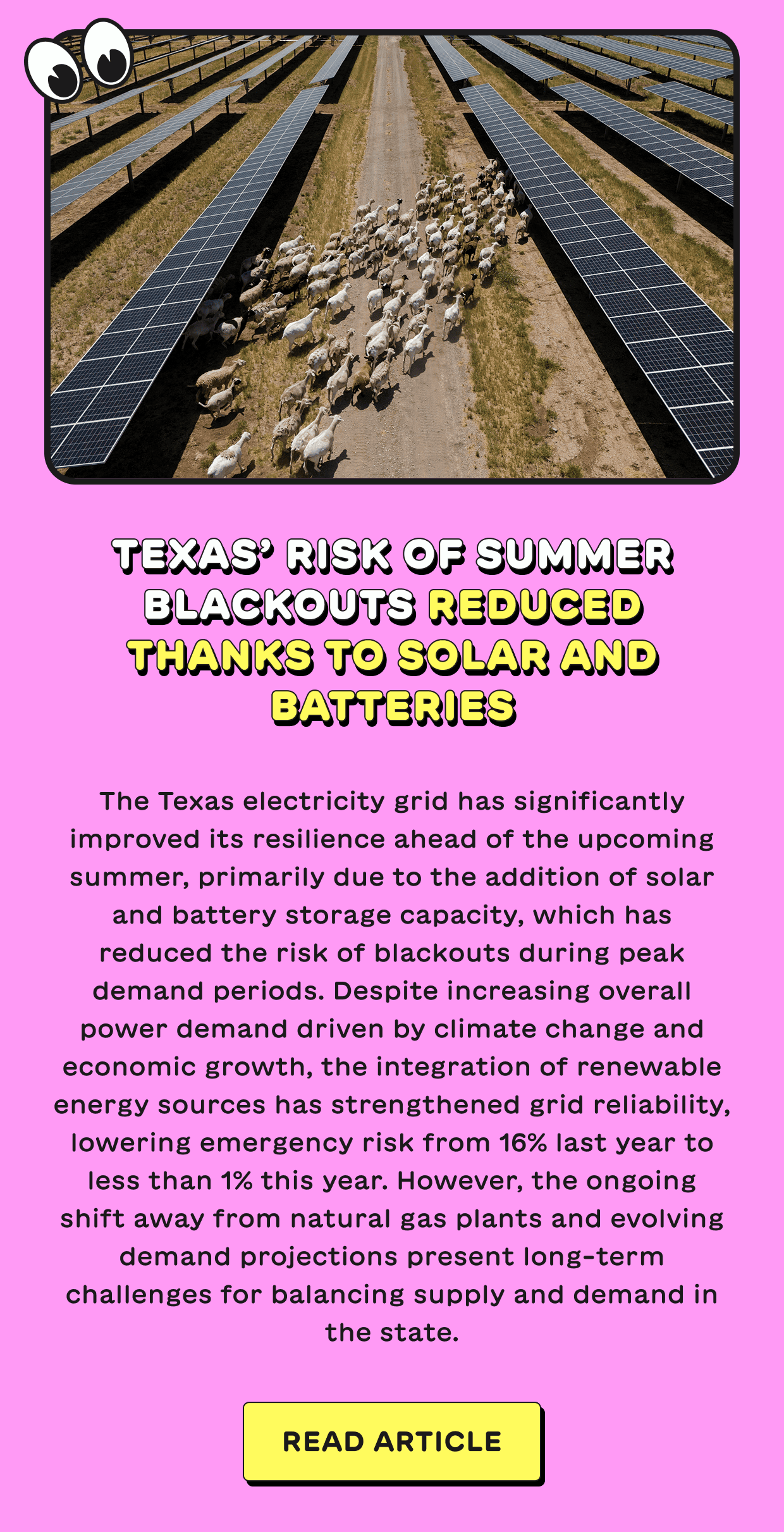 Texas’ Risk of Summer Blackouts Reduced Thanks to Solar and Batteries