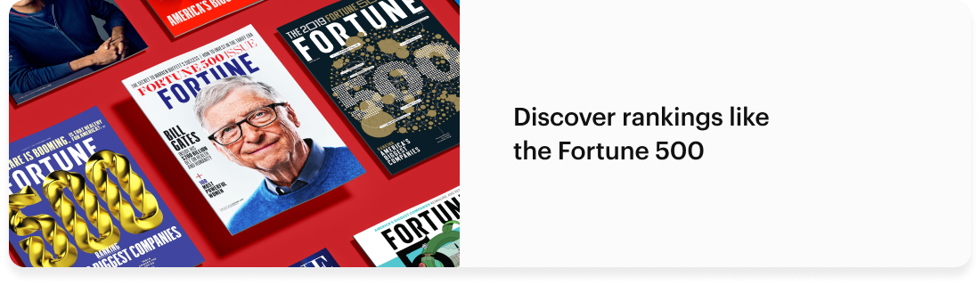 Discover rankings like the Fortune 500