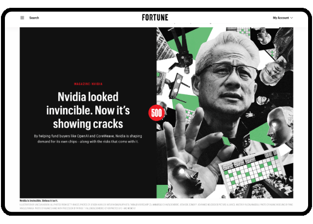 Tablet flipping through Fortune articles