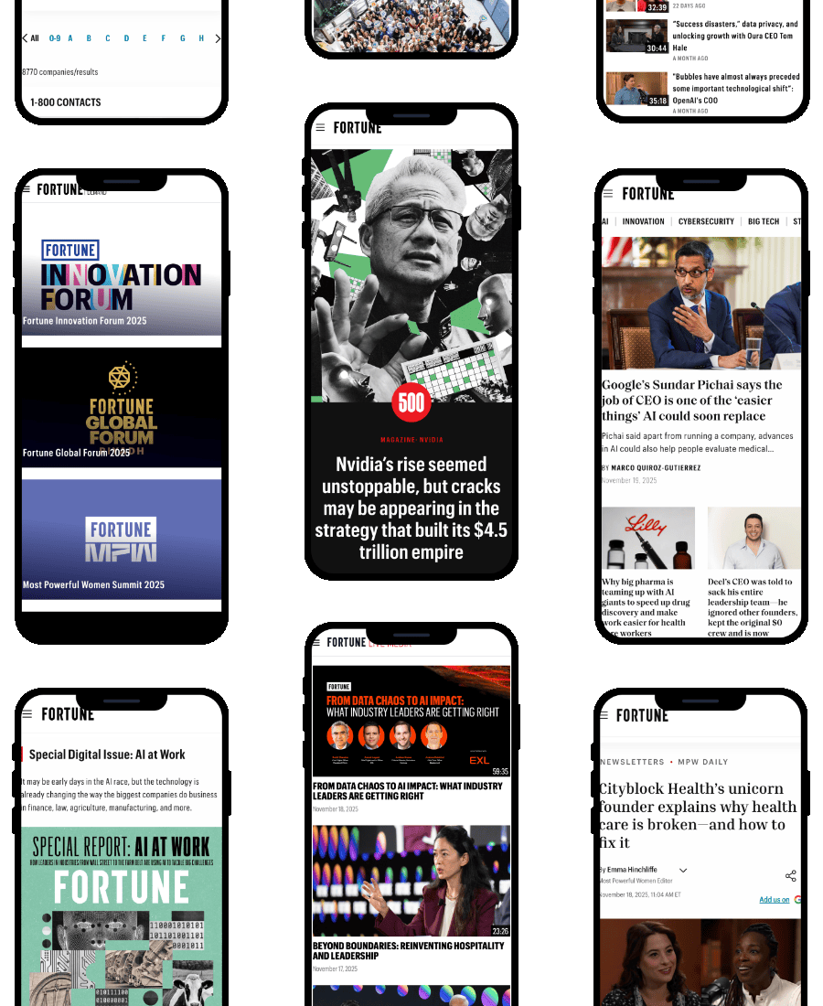 Phone images of Fortune.com website