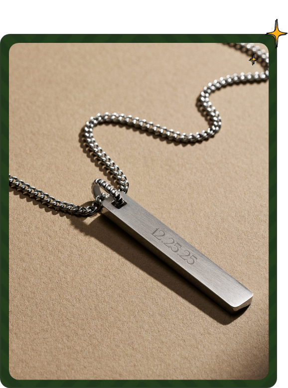 Close-up of men’s Fossil casual stainless steel pendant necklace