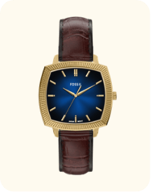 Brown leather womens watch with chocolate brown dial and gold case