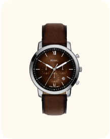 Brown leather watch with silver cose and chocolate dial
