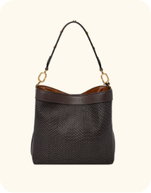 Chocolate textured leather handbag with gold hardware