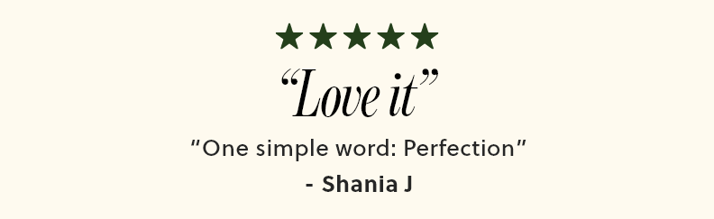  Image of 5 stars and a customer reviewing with headline ‘Love it