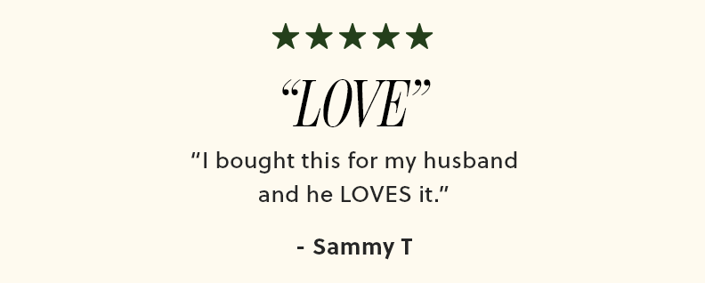  Image of 5 stars and a customer reviewing with headline ‘Love it