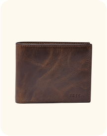 Brown leather mens bifold wallet