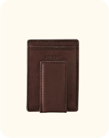 Dark brown mens leather clip card case