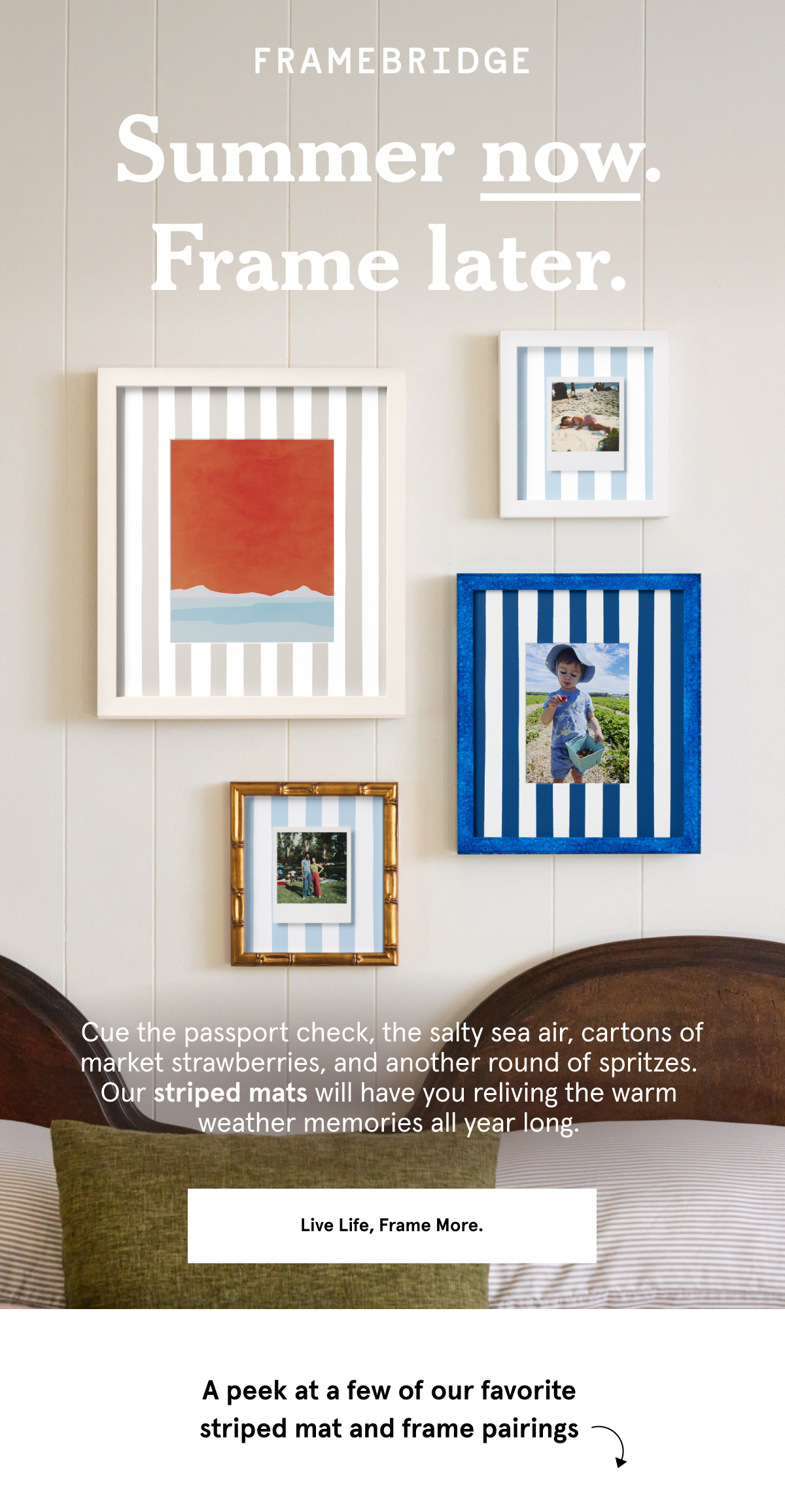  Cue the passport check, the salty sea air, cartons of market strawberries, and another round of spritzes. Our striped mats will have you reliving the warm weather memories all year long.