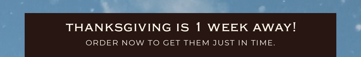 Thanksgiving is one week away! Order now to get them in time.