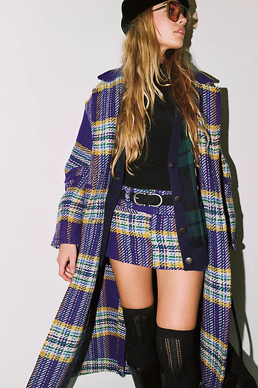 We The Free Mille Fleurs Plaid Micro Skirt