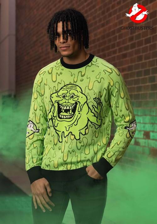 Ghostbusters Slimy Salutations Slimer Sweater for Adults