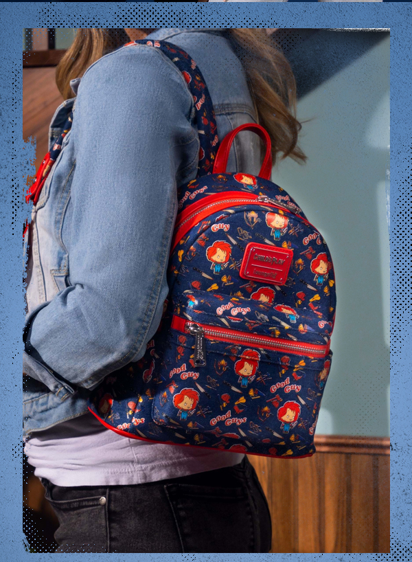 Loungefly Chucky Denim AOP Mini Backpack