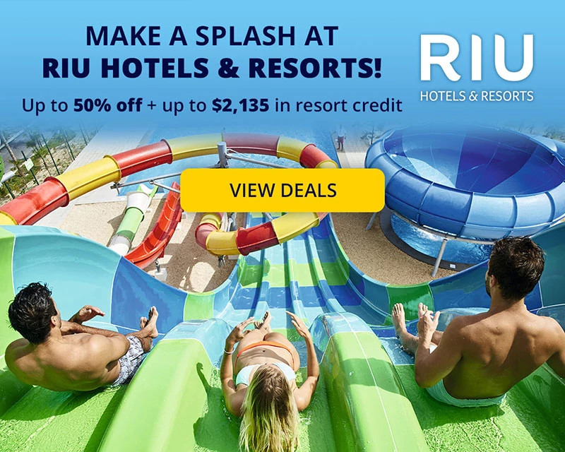 Make a splash at RIU Hotels & Resorts!  Up to 50% off + up to $2,135 in resort credit. View deals.