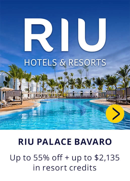 RIU Hotels & Resorts. Riu Palace Bavaro. Up to 55% off + up to $2,135 in resort credits.