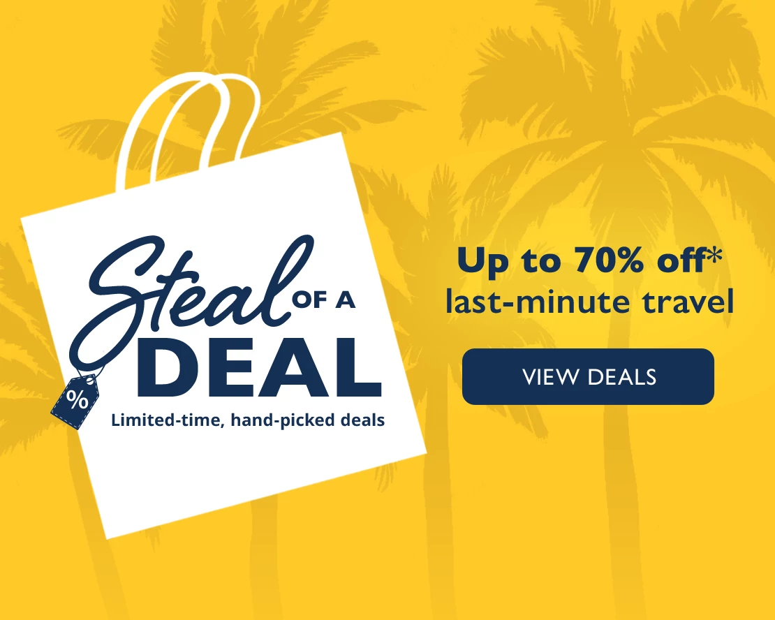 Steal of a Deal. Limited-time, hand-picked deals. Up to 70% off* last-minute travel. View deals.