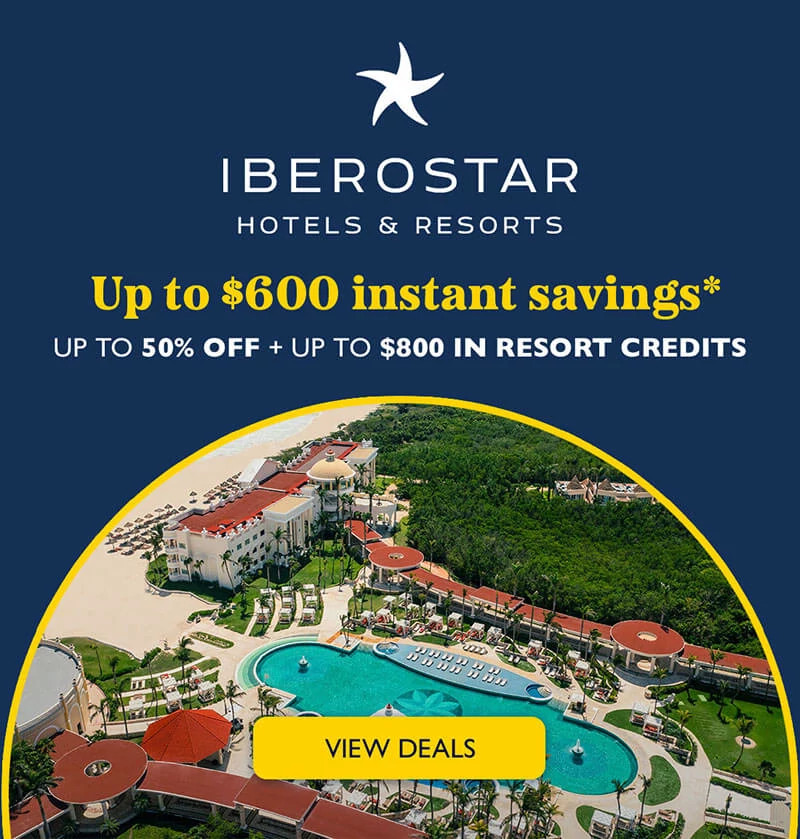 Iberostar Hotels & Resorts. Up to $600 instant savings.* Up to 50% off + up to $800 in resort credits. View deals.