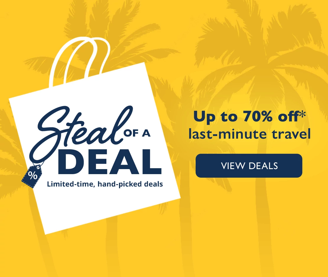 Steal of a Deal. Limited-time, hand-picked deals. Up to 70% off* last-minute travel. View deals.