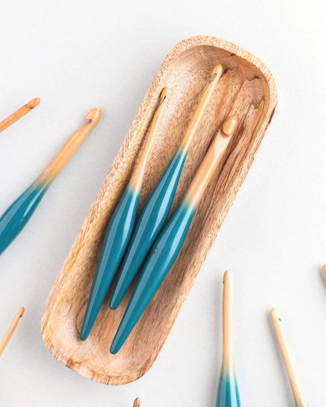 Image of Limited Edition Teal Ombre Streamline Wood Crochet Hooks