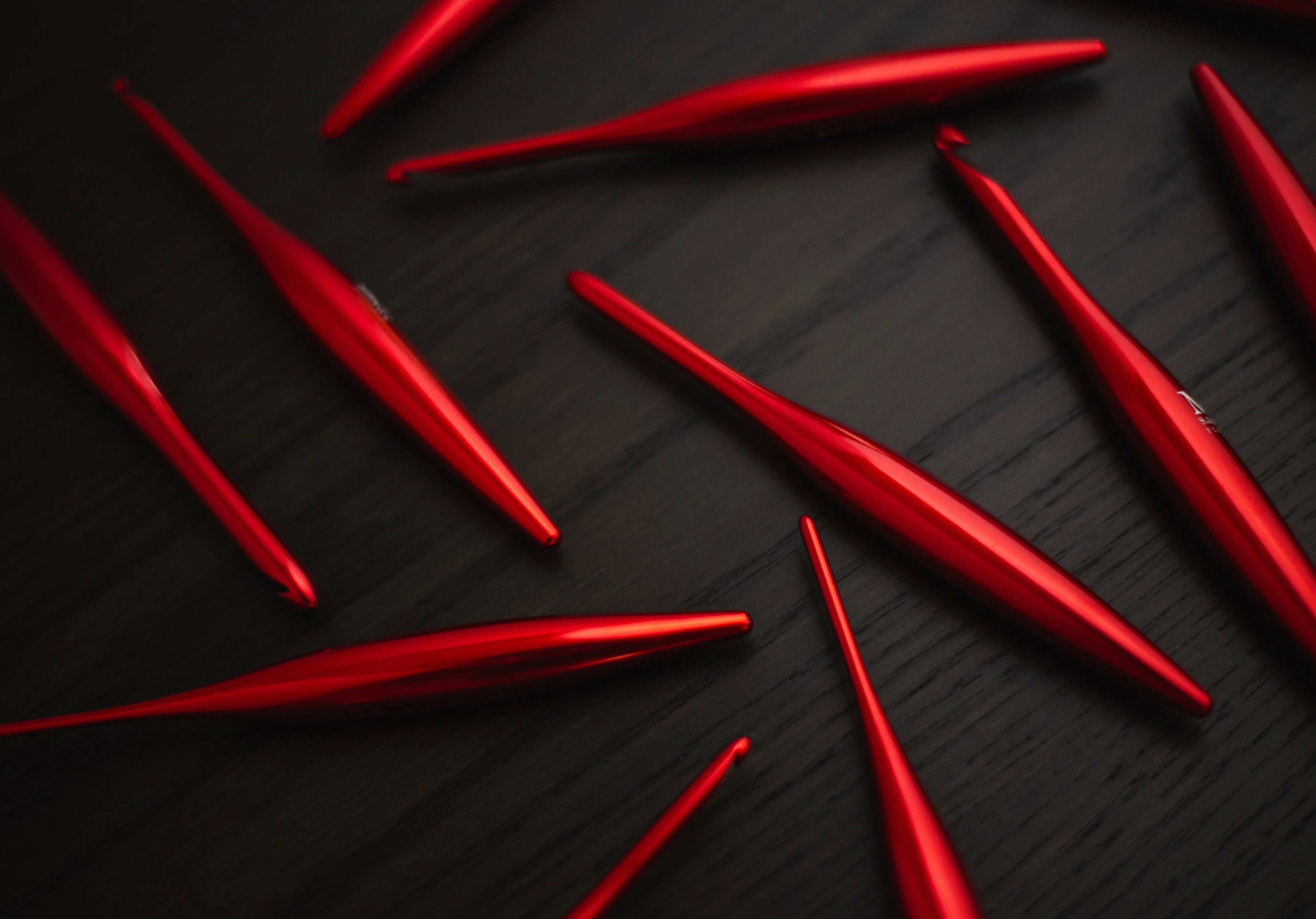 Image of Limited Edition Red Streamline Metal Crochet Hooks