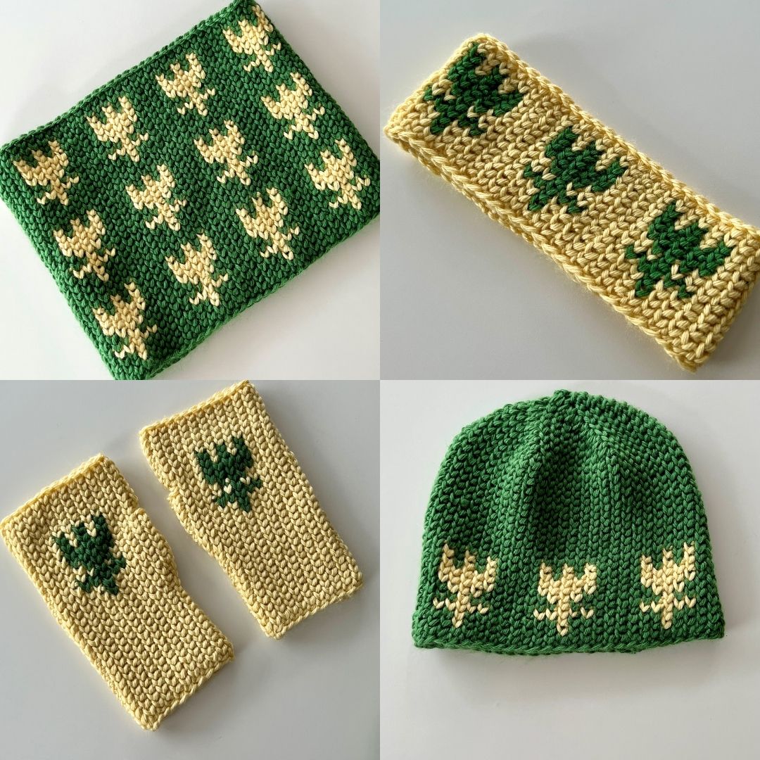 Crochet set with tulips