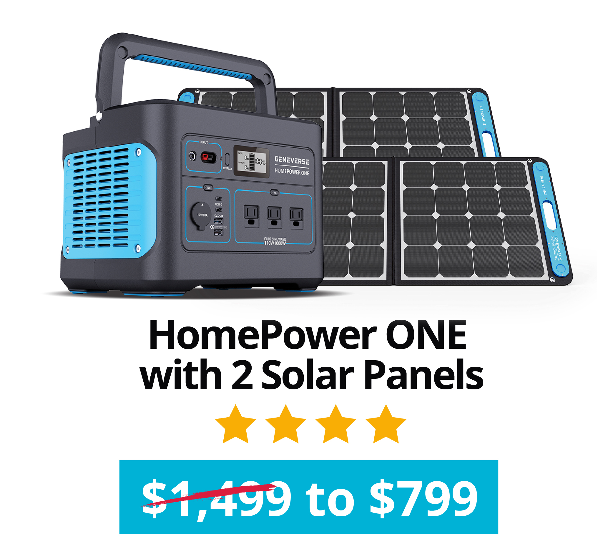 HomePower ONE with 2 Solar Panels - $799