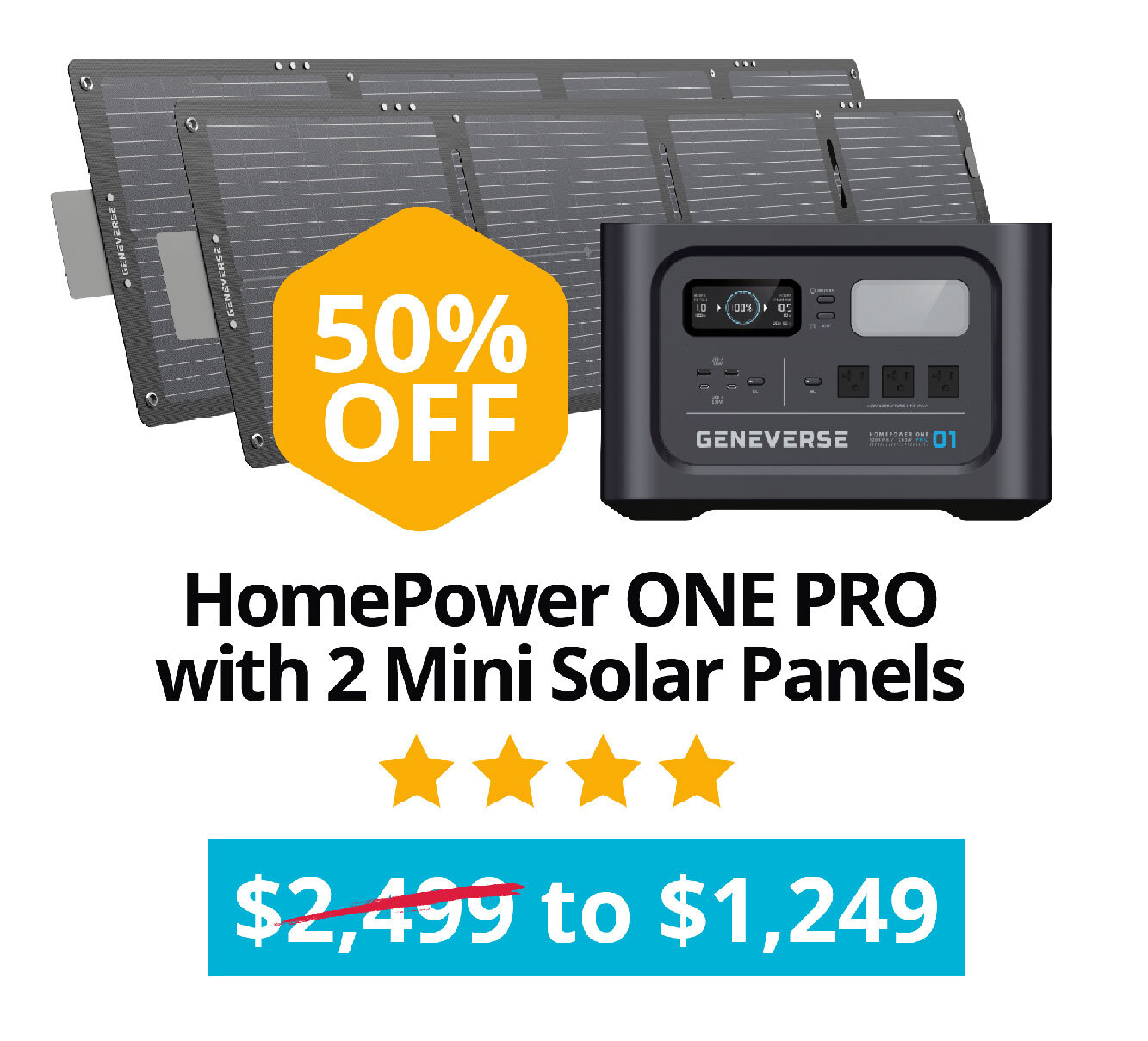 HomePower ONE PRO with 2 Mini Solar Panels