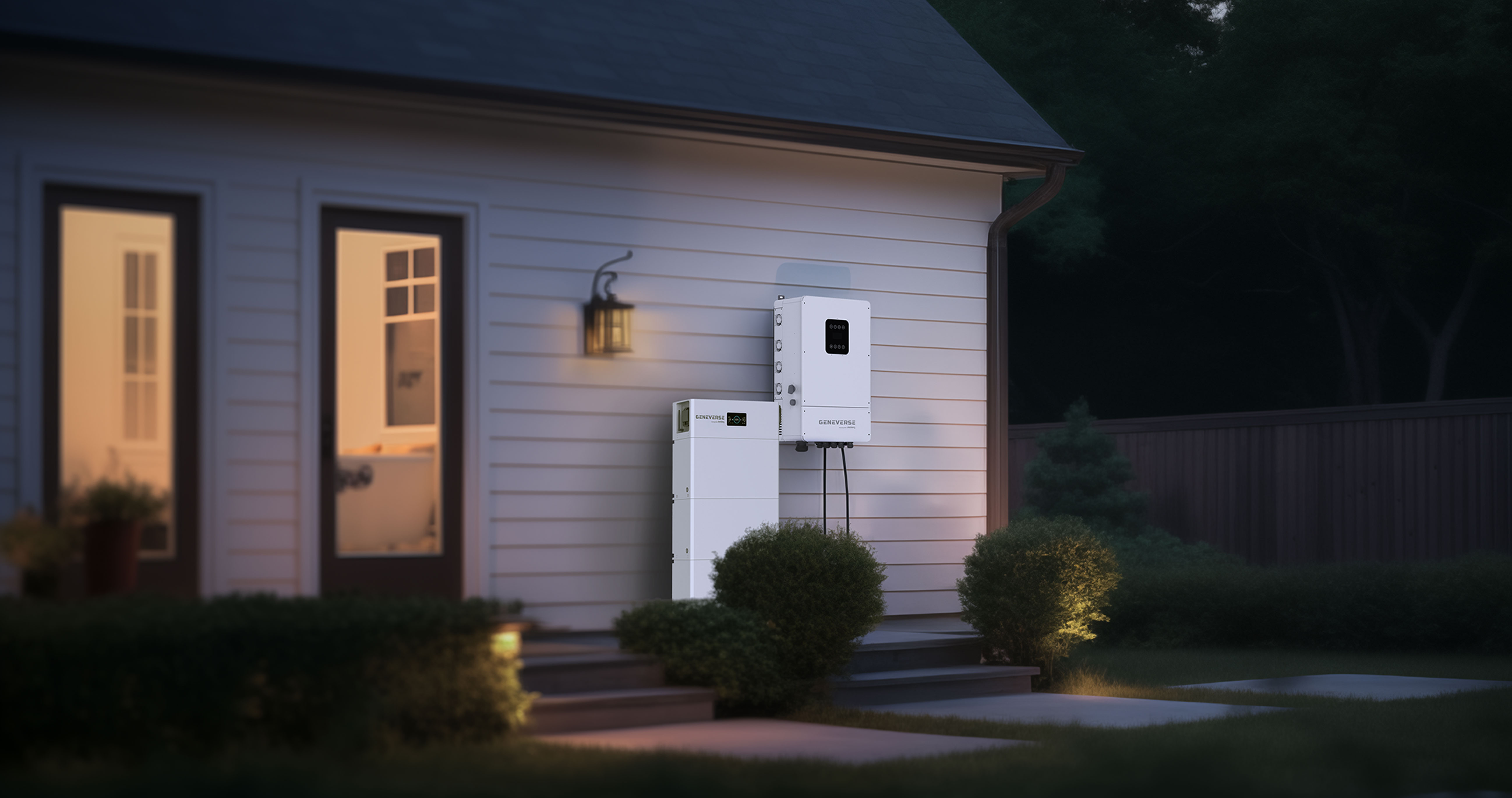 A home with the PowerPillar installed on the exterior