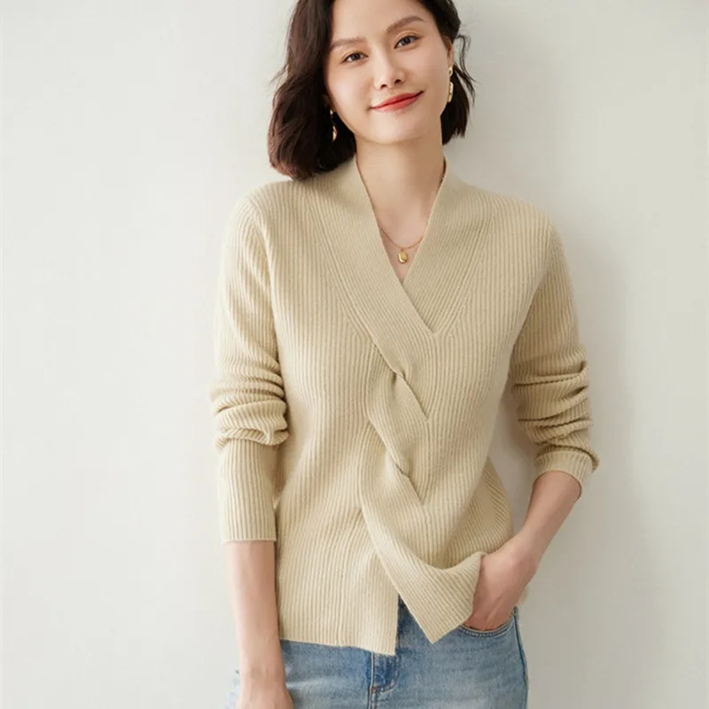 Image of Pure Cashmere V-Neck Pullover Sweater