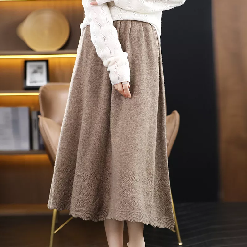 Image of Pure Wool A-Line Skirt
