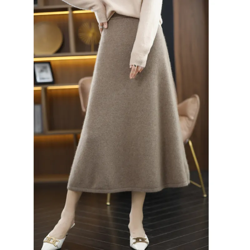 Image of 100% Wool Knitted A-Line Skirt