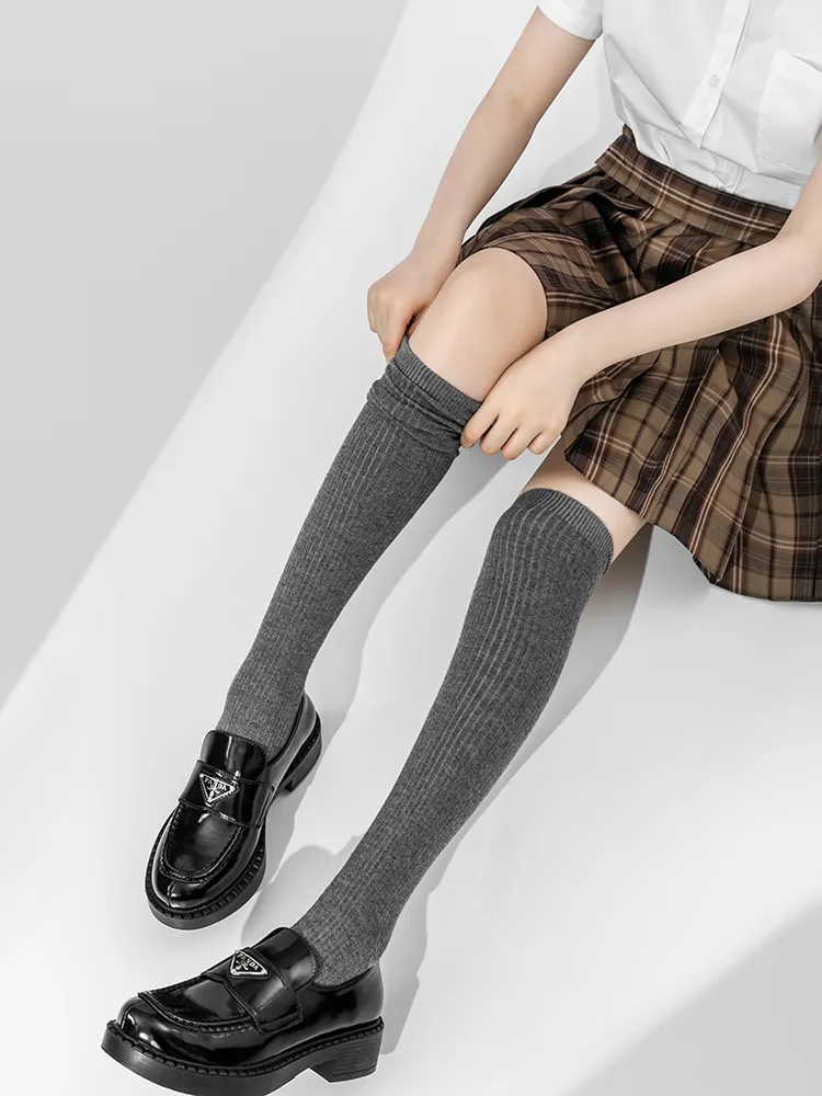 Image of Wool Blended Knee Length Ribbed Long Socks