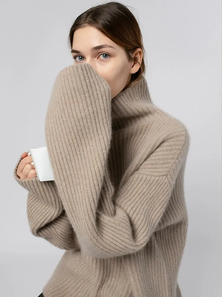 Image of Turtleneck Loose Fit Cashmere Sweater