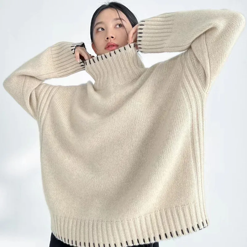 Image of Oversized 100% Wool Turtleneck Sweater