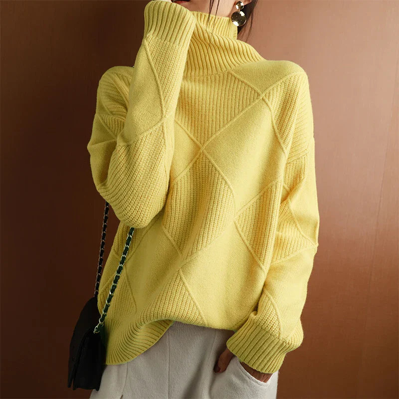 Image of Pure Wool Solid Turtleneck Sweater