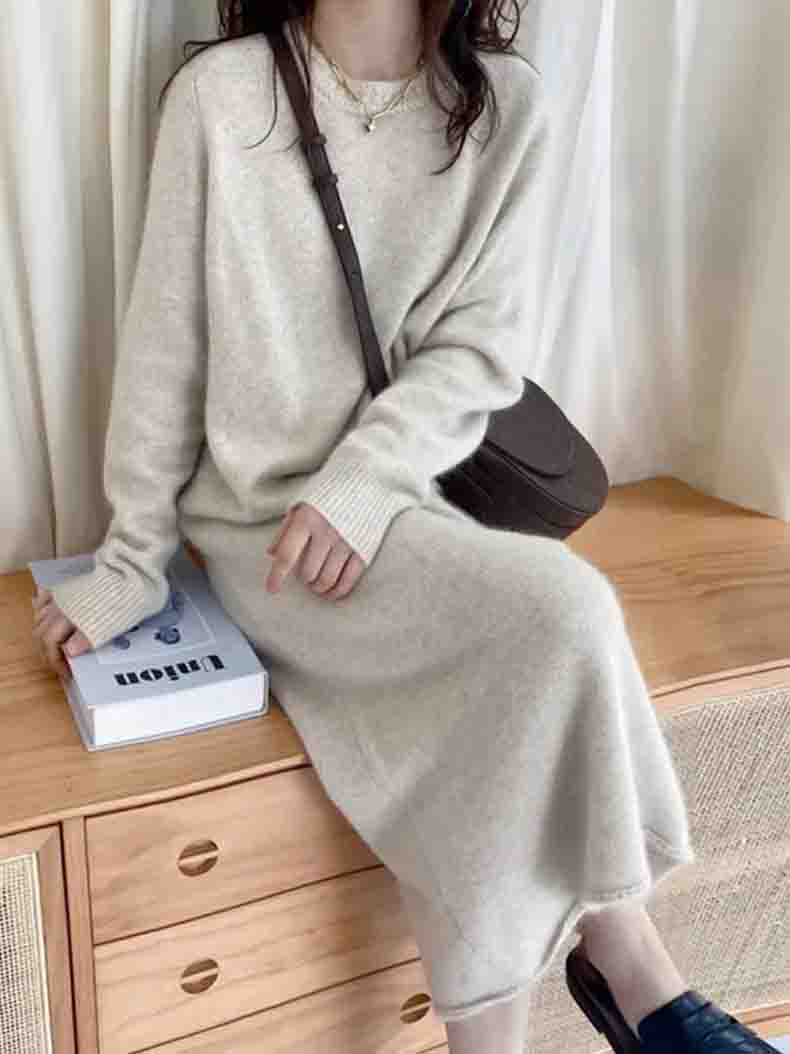 Image of Straight Length Cashmere Maxi Dress