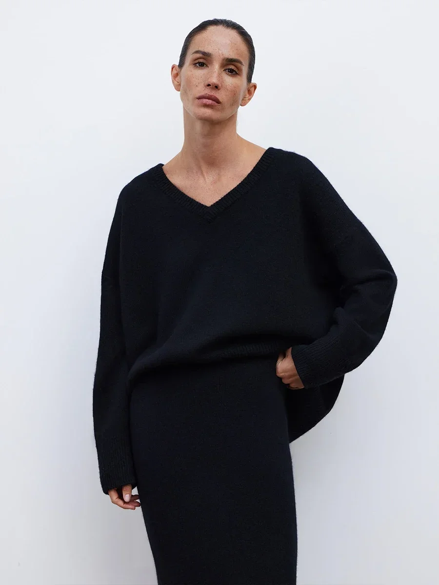 Image of Oversized V-neck Versatile Sweater