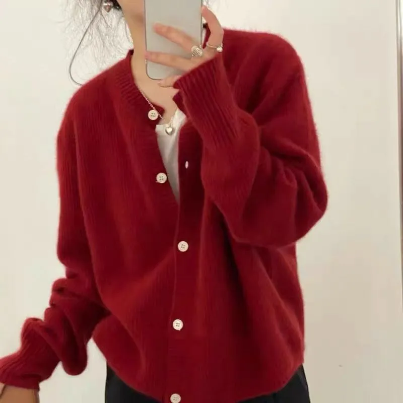 Image of Round Neck Short Cardigan