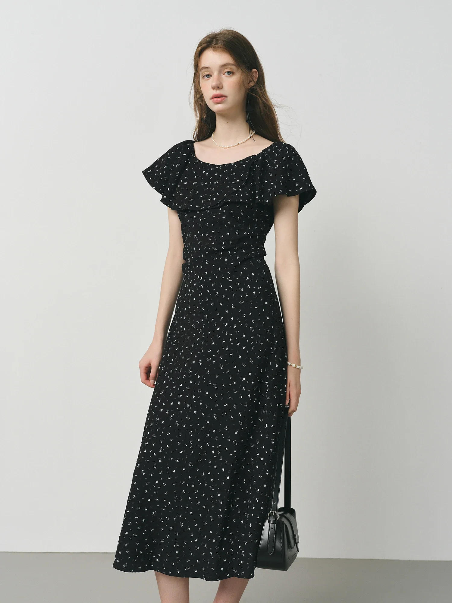 Image of Charmeuse Ruffled  Off Shoulder Skirt Dress